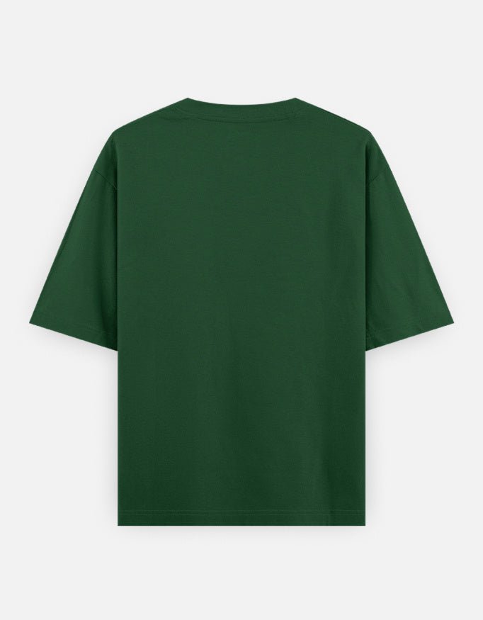 NBD Unisex Oversized Classic T-Shirt in bottle green, back view showing the oversized drop-shoulder cut