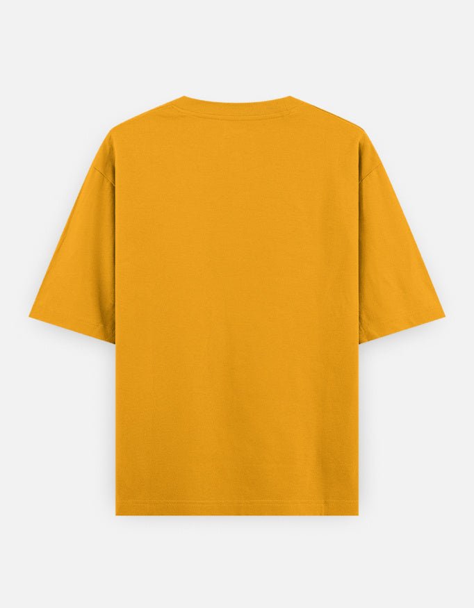 NBD Unisex Oversized Classic T-Shirt in mustard yellow, back view showing the oversized drop-shoulder cut